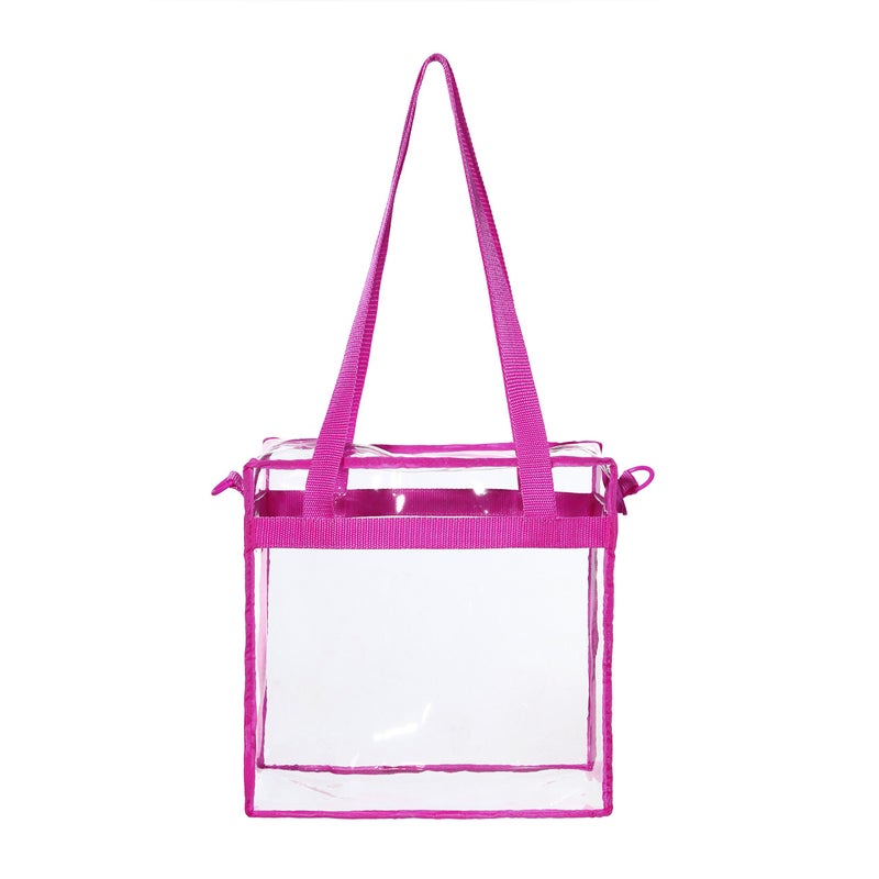 BAGAIL Clear Bags 12x6x12 Stadium Approved Clear Tote Bag with Zipper Closure Crossbody Shoulder Bag with Adjustable Strap(Fushcia) - Image 5